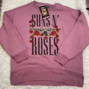 Guns N Roses Pink Graphic Sweatshirt Crewneck Long Sleeve Official Merchandise S